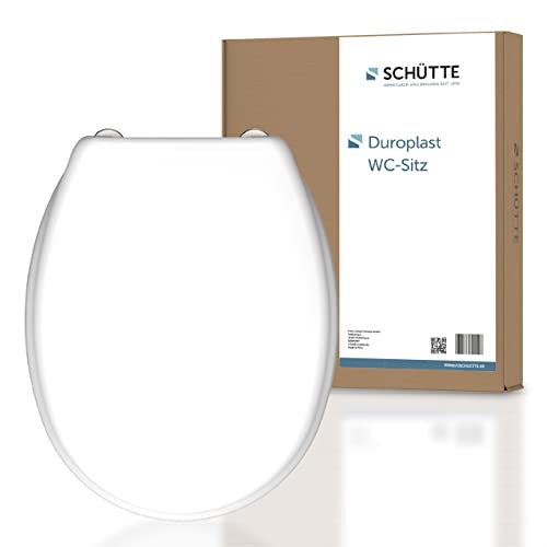 SCHÜTTE WC-Sitz ohne Absenkautomatik | Klodeckel mit Metallscharnieren | Kratzfestes Duroplast | Toilettendeckel und -brille bis 150kg belastbar | Universalgröße | Weiß SCHÜTTE WC-Sitz ohne Absenkautomatik | Klodeckel mit Metallscharnieren | Kratzfestes Duroplast | Toilettendeckel und -brille bis 150kg belastbar | Universalgröße | Weiß von Schütte