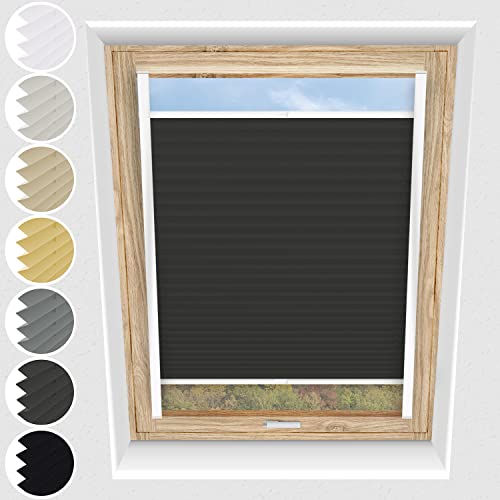 Schuette® Dachfenster Plissee mit Bohren zum Anschrauben ● Thermo Kollektion: Before Storm (Grau) ● 60-69 x 100-119cm (Breite x Höhe) ● Suprafix Faltrollo Befestigung ● Bequeme Rollo von Schuette