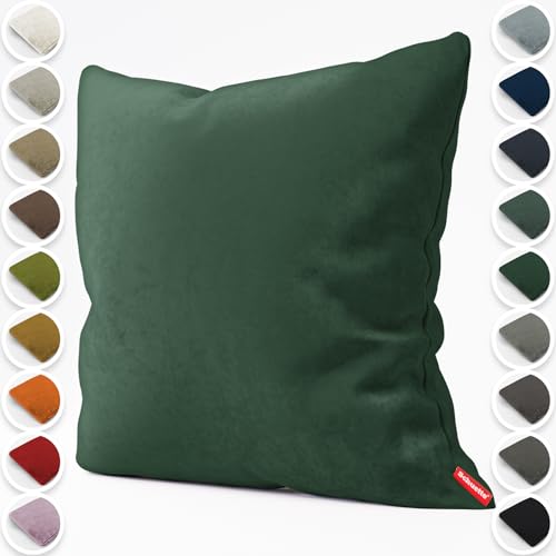 Schuette® Dekorativer Kissenbezug aus Samt mit verdecktem Reißverschluss • Millenium Velvet Kollektion: Dark Forest (Dark Green) • Knitterfrei • Kuschelweich • Zierkissen • Sofakissen von Schuette