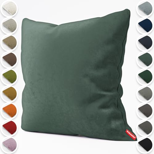 Schuette® Dekorativer Kissenbezug aus Samt mit verdecktem Reißverschluss • Millenium Velvet Kollektion: Isle of Pines (Dark Green) • Knitterfrei • Kuschelweich • Zierkissen • Sofakissen von Schuette