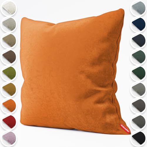 Schuette® Dekorativer Kissenbezug aus Samt mit verdecktem Reißverschluss • Millenium Velvet Kollektion: Marmalade (Orange) • Knitterfrei • Kuschelweich • Zierkissen • Sofakissen von Schuette