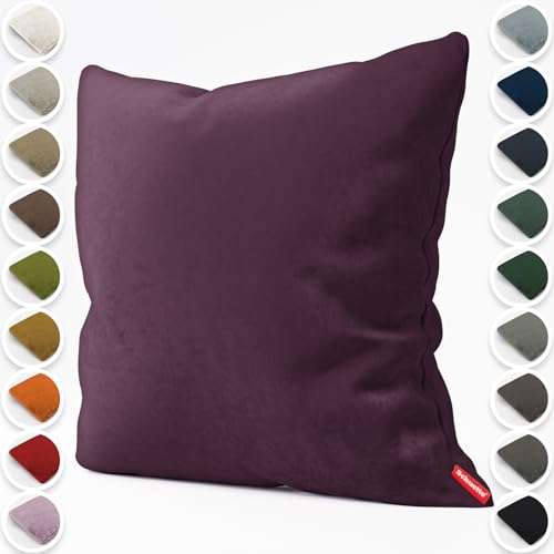 Schuette® Dekorativer Kissenbezug aus Samt mit verdecktem Reißverschluss • Millenium Velvet Kollektion: Plum (Purple) • Knitterfrei • Kuschelweich • Zierkissen • Sofakissen von Schuette