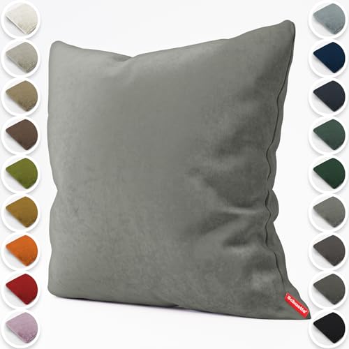 Schuette® Dekorativer Kissenbezug aus Samt mit verdecktem Reißverschluss • Millenium Velvet Kollektion: Umber Gray (Gray) • Knitterfrei • Kuschelweich • Zierkissen • Sofakissen von Schuette