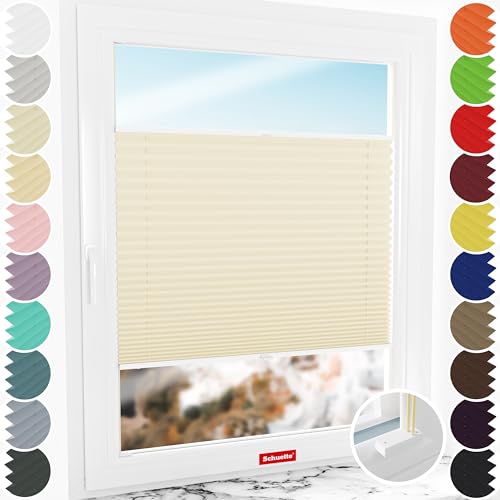 Schuette® Plissee mit Bohren zum Anschrauben ● Premium Kollektion: Sahara's Sand ● 130x80cm (Breite x Höhe) ● Suprafix Faltrollo Befestigung ● Bequeme Rollo Montage inkl. Video von Schuette