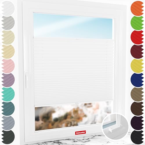 Schuette® Plissee mit Bohren zum Anschrauben ● Premium Kollektion: White Day (Weiß) ● 85x100cm (Breite x Höhe) ● Suprafix Faltrollo Befestigung ● Bequeme Rollo Montage inkl. Video von Schuette