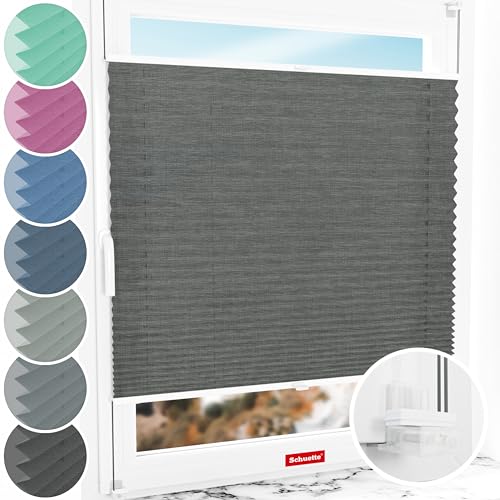 Schuette® Plissee ohne Bohren ● Melange Kollektion: Black Pearl (Schwarz) ● 70x200cm (Breite x Höhe) ● Suprafix Faltrollo Klemmfix 2.0 Rollo ● 60 Sekunden Plisseerollo Montage inkl. Video von Schuette