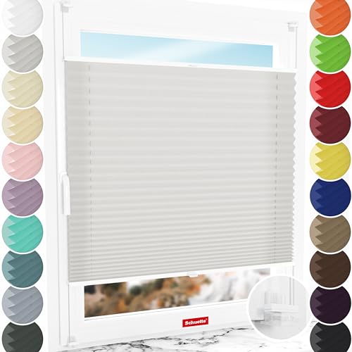 Schuette® Plissee ohne Bohren ● Premium Kollektion: A Way Home (Silber) ● 145x80cm (Breite x Höhe) ● Suprafix Faltrollo Klemmfix 2.0 Rollo ● 60 Sekunden Plisseerollo Montage inkl. Video von Schuette