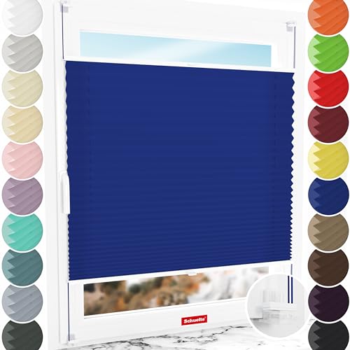 Schuette® Plissee ohne Bohren ● Premium Kollektion: Deep Lagoon (Blau) ● 75x200cm (Breite x Höhe) ● Suprafix Faltrollo Klemmfix 2.0 Rollo ● 60 Sekunden Plisseerollo Montage inkl. Video von Schuette