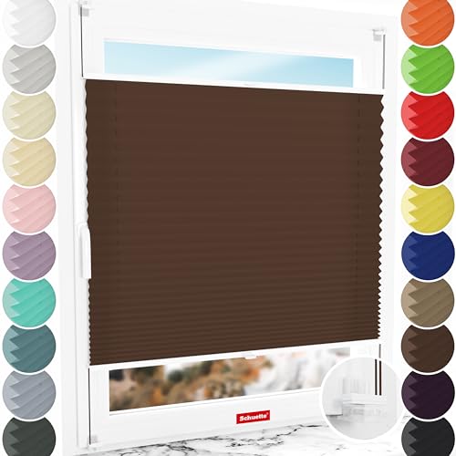 Schuette® Plissee ohne Bohren ● Premium Kollektion: Hot Chocolate (Dunkelbraun) ● 45x150cm (Breite x Höhe) ● Suprafix Faltrollo Klemmfix 2.0 Rollo ● 60 Sekunden Plisseerollo Montage inkl. Video von Schuette