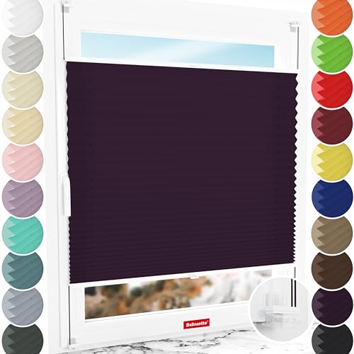 Schuette® Plissee ohne Bohren ● Premium Kollektion: Midnight Muse (Violet) ● 50x100cm (Breite x Höhe) ● Suprafix Faltrollo Klemmfix 2.0 Rollo ● 60 Sekunden Plisseerollo Montage inkl. Video von Schuette