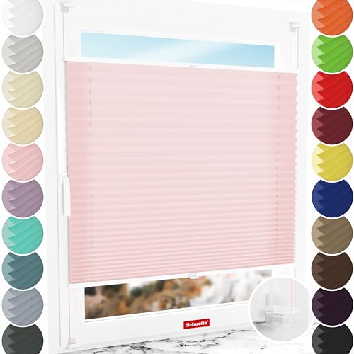 Schuette® Plissee ohne Bohren ● Premium Kollektion: Powdered Rose (Rosa) ● 90x150cm (Breite x Höhe) ● Suprafix Faltrollo Klemmfix 2.0 Rollo ● 60 Sekunden Plisseerollo Montage inkl. Video von Schuette