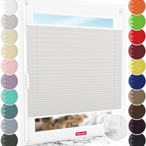 Schuette® Plissee ohne Bohren ● Thermo Kollektion: Spring Cloud (Grau) ● 105x150cm (Breite x Höhe) ● Suprafix Faltrollo Klemmfix 2.0 Rollo ● 60 Sekunden Plisseerollo Montage inkl. Video von Schuette