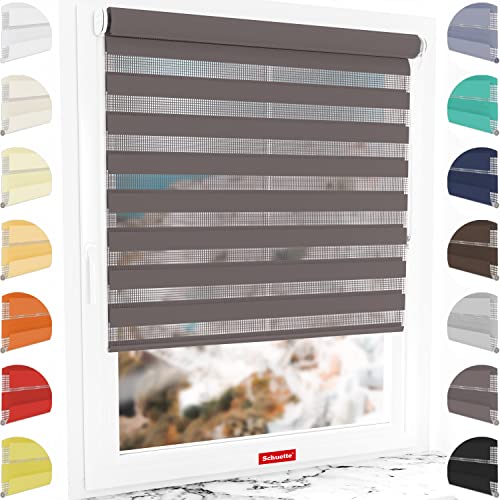 Schuette® Rollo ohne Bohren & mit Bohren 2in1 ● Tag & Nacht Doppelrollo Kollektion: Grey Lead (Grau) ● 60 x 230 cm (Breite x Höhe) ● Suprafix Klemmrollo = Klemmfix 2.0 ● 60s Montage mit Video von Schuette