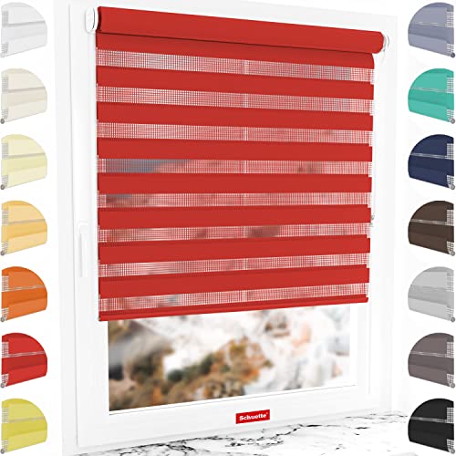 Schuette® Rollo ohne Bohren & mit Bohren 2in1 ● Tag & Nacht Doppelrollo Kollektion: Red Rose (Rot) ● 80 x 130 cm (Breite x Höhe) ● Suprafix Klemmrollo = Klemmfix 2.0 ● 60s Montage mit Video von Schuette