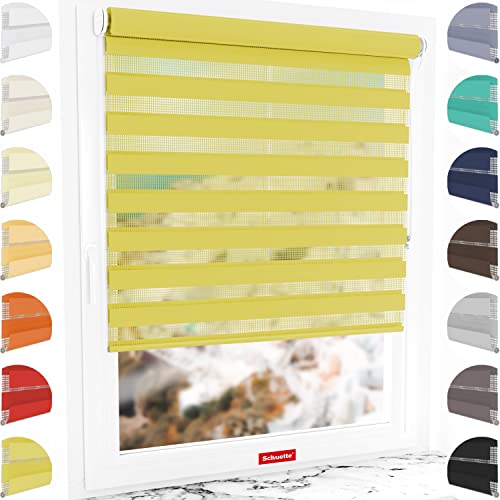 Schuette® Rollo ohne Bohren & mit Bohren 2in1 ● Tag & Nacht Doppelrollo Kollektion: Sour Lime (Gelb) ● 60 x 130 cm (Breite x Höhe) ● Suprafix Klemmrollo = Klemmfix 2.0 ● 60s Montage mit Video von Schuette