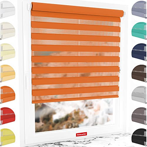 Schuette® Rollo ohne Bohren & mit Bohren 2in1 ● Tag & Nacht Doppelrollo Kollektion: Sweet Orange (Orange) ● 35 x 130 cm (Breite x Höhe) ● Suprafix Klemmrollo = Klemmfix 2.0 ● 60s Montage mit Video von Schuette