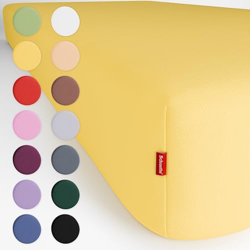 Schuette® Spannbettlaken mit Rundumgummi • 100 x 200 • Wow! Kollektion: Hello Yellow (Gelb) • 100% Superfluff Baumwolle, Blickdicht, Faltenfrei • Matratzenhöhe bis 15 cm von Schuette