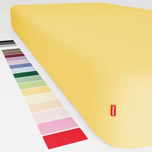 Schuette® Spannbettlaken • 100x200 cm • Wow! Kollektion: Hello Yellow (Gelb) • 100% Superfluff Baumwolle, Blickdicht, Faltenfrei • mit Rundumgummi • Matratzenhöhe bis 25 cm von Schuette