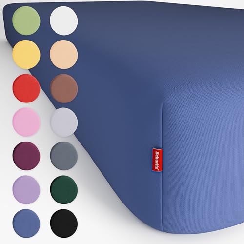 Schuette® Spannbettlaken mit Rundumgummi • 100 x 200 • Wow! Kollektion: TRU Blu (Dunkelblau) • 100% Superfluff Baumwolle, Blickdicht, Faltenfrei • Matratzenhöhe bis 25 cm von Schuette