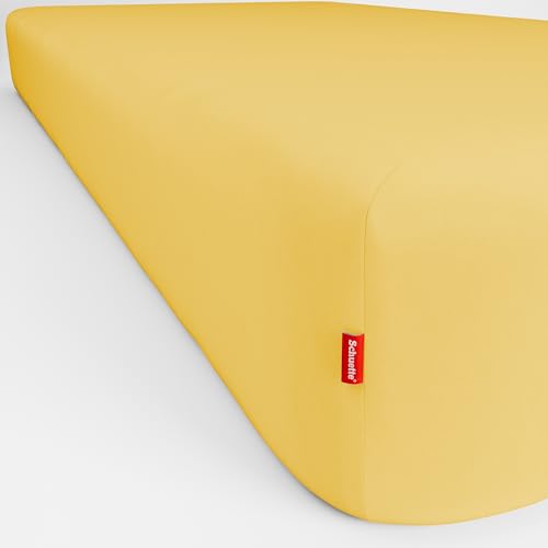 Schuette® Spannbettlaken • 160x200 cm • Wow! Kollektion: Hello Yellow (Gelb) • 100% Superfluff Baumwolle, Blickdicht, Faltenfrei • mit Rundumgummi • Matratzenhöhe bis 40 cm von Schuette