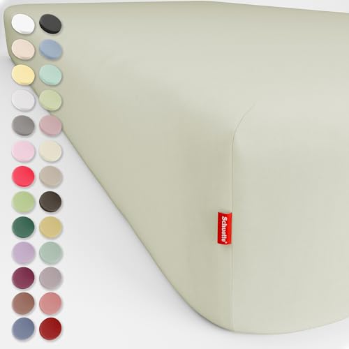 Schuette® Spannbettlaken • 200x200 cm • Wow! Kollektion: Pistachio Scoop (Pastellgrün) • 100% Superfluff Baumwolle, Blickdicht, Faltenfrei • mit Rundumgummi • Matratzenhöhe bis 25 cm von Schuette