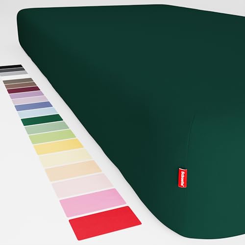 Schuette® Topper Spannbettlaken • 60x120 cm • Wow! Kollektion: Miss Emerald (Dunkelgrün) • 100% Superfluff Baumwolle, Blickdicht, Faltenfrei • mit Rundumgummi • Matratzenhöhe bis 10 cm von Schuette