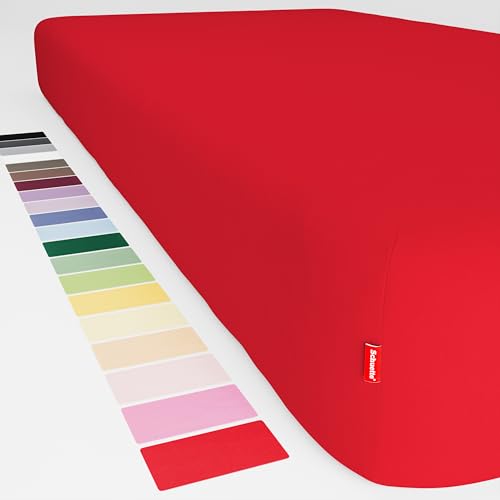 Schuette® Topper Spannbettlaken • 70x140 cm • Wow! Kollektion: Redy or not? (Rot) • 100% Superfluff Baumwolle, Blickdicht, Faltenfrei • mit Rundumgummi • Matratzenhöhe bis 10 cm von Schuette