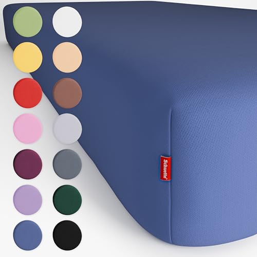 Schuette® Topper Spannbettlaken • 70x140 cm • Wow! Kollektion: TRU Blu (Dunkelblau) • 100% Superfluff Baumwolle, Blickdicht, Faltenfrei • mit Rundumgummi • Matratzenhöhe bis 10 cm von Schuette