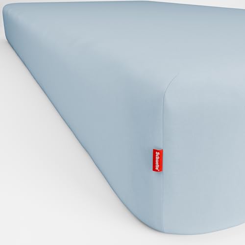 Schuette® Spannbettlaken • 100x200 cm • Wow! Kollektion: Blue It Away (Pastellblau) • 100% Superfluff Baumwolle, Blickdicht, Faltenfrei • mit Rundumgummi • Matratzenhöhe bis 40 cm von Schuette