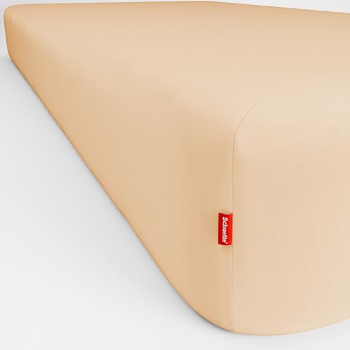 Schuette® Spannbettlaken • 140x200 cm • Wow! Kollektion: Apricot Unleashed (Apricot) • 100% Superfluff Baumwolle, Blickdicht, Faltenfrei • mit Rundumgummi • Matratzenhöhe bis 40 cm von Schuette