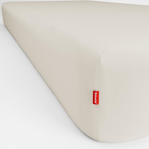Schuette® Topper Spannbettlaken • 140x200 cm • Wow! Kollektion: Almond Cream (Ecru) • 100% Superfluff Baumwolle, Blickdicht, Faltenfrei • mit Rundumgummi • Matratzenhöhe bis 10 cm von Schuette