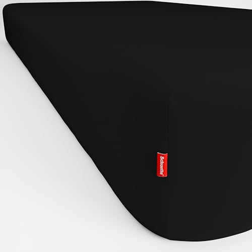 Schuette® Topper Spannbettlaken • 90x200 cm • Wow! Kollektion: Beyond Black (Schwarz) • 100% Superfluff Baumwolle, Blickdicht, Faltenfrei • mit Rundumgummi • Matratzenhöhe bis 10 cm von Schuette