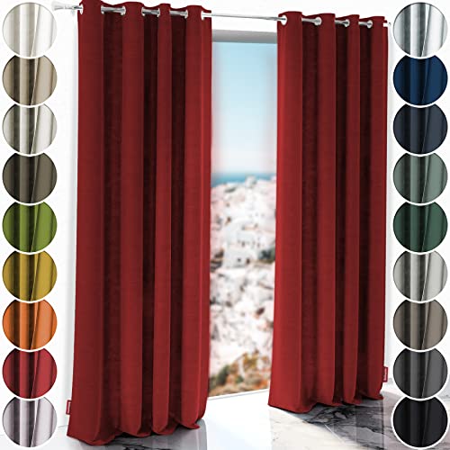 Schuette® Verdunkelungs-Vorhang Gardine mit Ösen ● Millenium Velvet: Sangria (Rot) ● 290x135 cm Höhe x Breite (1 Stück) ● Knitterfrei Pflegeleicht Thermo Blickdicht & stark Abdunkelnd von Schuette