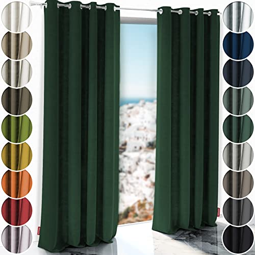 Schuette® Verdunkelungs-Vorhang Gardine mit Ösen ● Millenium Velvet: Dark Forest (Dunkelgrün) ● 250x135 cm Höhe x Breite (1 Stück) ● Knitterfrei Pflegeleicht Thermo Blickdicht & stark Abdunkelnd von Schuette