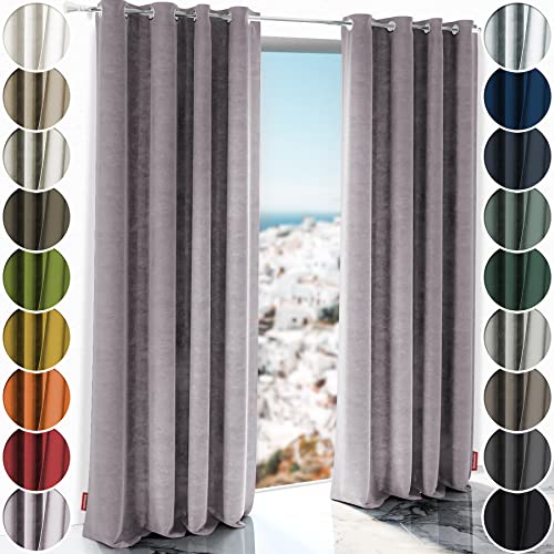 Schuette® Verdunkelungs-Vorhang Gardine mit Ösen ● Millenium Velvet: Purple Grape (Lila) ● 250x135 cm Höhe x Breite (1 Stück) ● Knitterfrei Pflegeleicht Thermo Blickdicht & stark Abdunkelnd von Schuette