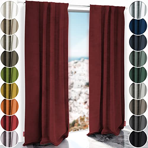 Schuette® Verdunkelungs-Vorhang Gardine mit Tunnelband ● Millenium Velvet: Carmine (Rot) ● 290x135cm Höhe x Breite (1 Stück) ● Knitterfrei Pflegeleicht Thermo Blickdicht & stark Abdunkelnd von Schuette