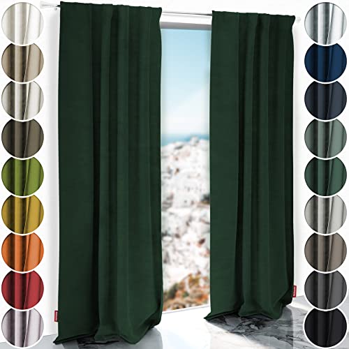 Schuette® Verdunkelungs-Vorhang Gardine mit Tunnelband ● Millenium Velvet: Dark Forest (Dunkelgrün) ● 210x135cm Höhe x Breite (1 Stück) ● Knitterfrei Pflegeleicht Thermo Blickdicht & stark Abdunkelnd von Schuette