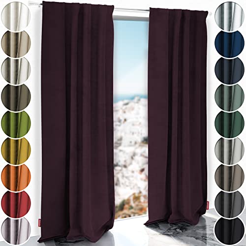 Schuette® Verdunkelungs-Vorhang Gardine mit Tunnelband ● Millenium Velvet: Plum (Violett) ● 150x135cm Höhe x Breite (1 Stück) ● Knitterfrei Pflegeleicht Thermo Blickdicht & stark Abdunkelnd von Schuette