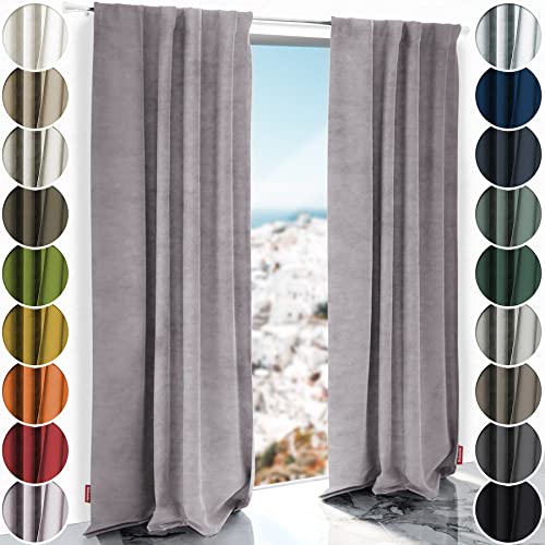 Schuette® Verdunkelungs-Vorhang Gardine mit Tunnelband ● Millenium Velvet: Purple Grape (Lila) ● 230x135cm Höhe x Breite (1 Stück) ● Knitterfrei Pflegeleicht Thermo Blickdicht & stark Abdunkelnd von Schuette