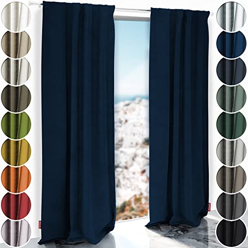 Schuette® Verdunkelungs-Vorhang Gardine mit Tunnelband ● Millenium Velvet: Royal Blue (Blau) ● 250x135cm Höhe x Breite (1 Stück) ● Knitterfrei Pflegeleicht Thermo Blickdicht & stark Abdunkelnd von Schuette