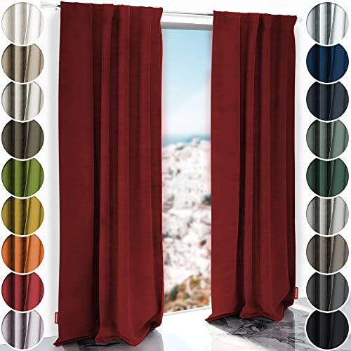 Schuette® Verdunkelungs-Vorhang Gardine mit Tunnelband ● Millenium Velvet: Sangria (Rot) ● 150x135cm Höhe x Breite (1 Stück) ● Knitterfrei Pflegeleicht Thermo Blickdicht & stark Abdunkelnd von Schuette