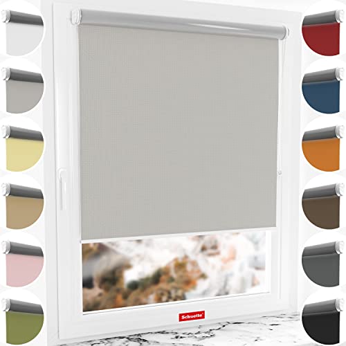 Schuette® Verdunkelungsrollo ohne Bohren/mit Bohren 2in1 ● Thermo Rollo Kollektion: Foggy Morning (Grau) ● 95 x 150 cm (Breite x Höhe) ● Suprafix Klemmrollo = Klemmfix 2.0 ● 60s Montage mit Video von Schuette