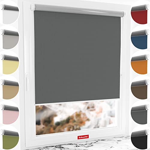 Schuette® Verdunkelungsrollo ohne Bohren/mit Bohren 2in1 ● Thermo Rollo Kollektion: Shadow Grey (Grau) ● 100 x 150 cm (Breite x Höhe) ● Suprafix Klemmrollo = Klemmfix 2.0 ● 60s Montage mit Video von Schuette