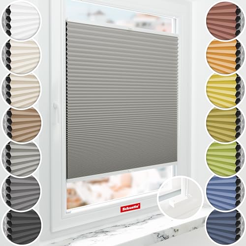 Schuette® Wabenplissee mit Bohren ● Blackout x Honey ● Silver Mist (Grau) ● 110x150cm (Breite x Höhe) ● Suprafix Halterungen Mit Bohren ● Bequeme Montage von Schuette