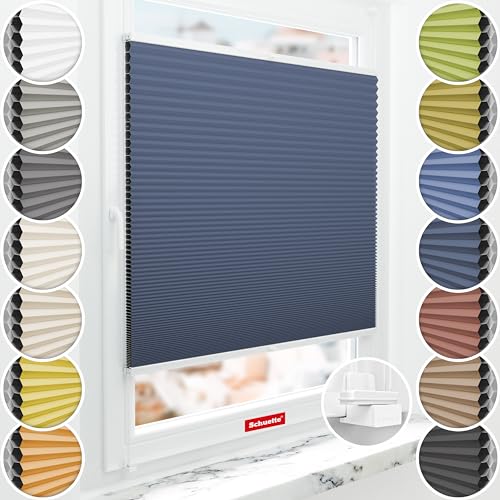 Schuette® Wabenplissee ohne Bohren ● Blackout x Honey ● Arctic Ocean (Dunkelblau) ● 65x120cm (Breite x Höhe) ● Suprafix Klemmhalter Incognito X ● 60 Sekunden Montage von Schuette