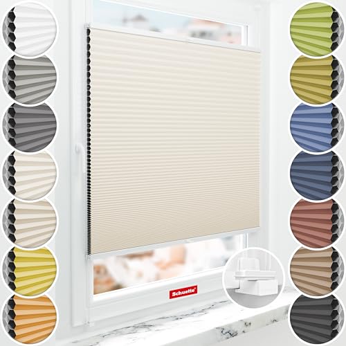 Schuette® Wabenplissee ohne Bohren: Calm Coast (Beige) ● 70x120cm (Breite x Höhe) ● Suprafix Faltrollo X Klemmfix Rollo ● Blitzschnelle Montage inkl. Video von Schuette