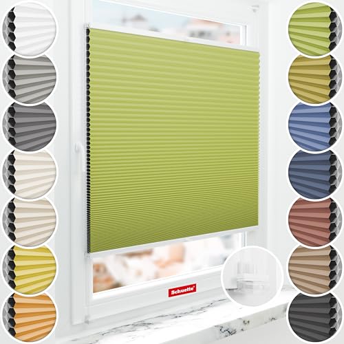 Schuette® Wabenplissee ohne Bohren: Green Tea (Grün) ● 60x230cm (Breite x Höhe) ● Suprafix Faltrollo Klemmfix 2.0 Rollo ● 60 Sekunden Plisseerollo Montage inkl. Video von Schuette