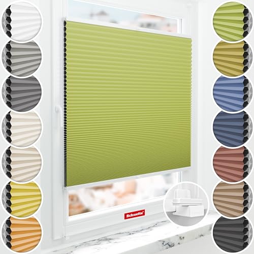 Schuette® Wabenplissee ohne Bohren: Green Tea (Grün) ● 75x200cm (Breite x Höhe) ● Suprafix Faltrollo X Klemmfix Rollo ● Blitzschnelle Montage inkl. Video von Schuette