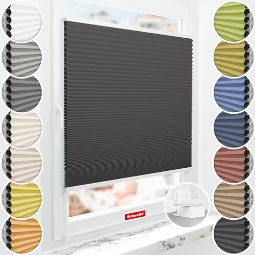 Schuette® Wabenplissee ohne Bohren ● Blackout x Honey ● Starry Night (Schwarz) ● 55x150cm (Breite x Höhe) ● Suprafix Klemmhalter Incognito X ● 60 Sekunden Montage von Schuette