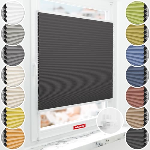 Schuette® Wabenplissee ohne Bohren ● Blackout x Honey ● Starry Night (Schwarz) ● 75x150cm (Breite x Höhe) ● Suprafix Klemmhalter Incognito X ● 60 Sekunden Montage von Schuette